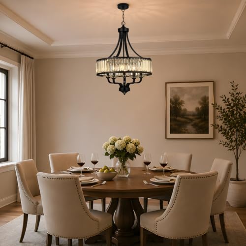 5 Light Black Crystal Chandelier (Black / 5-Light)