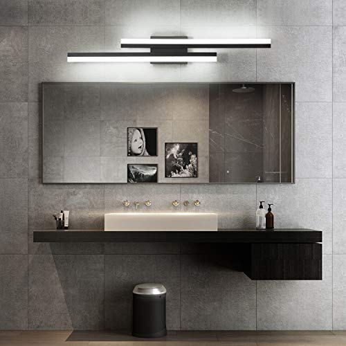 LED Bathroom Vanity Light 32inch Bathroom Light Fixtures Over Mirror Black Modern Bath Vanity Lighting Bar Dimmable