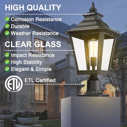 Large Outdoor Post Light Fixtures 21'' Lamp Post Light Fixture Black Finish Waterproof Anti