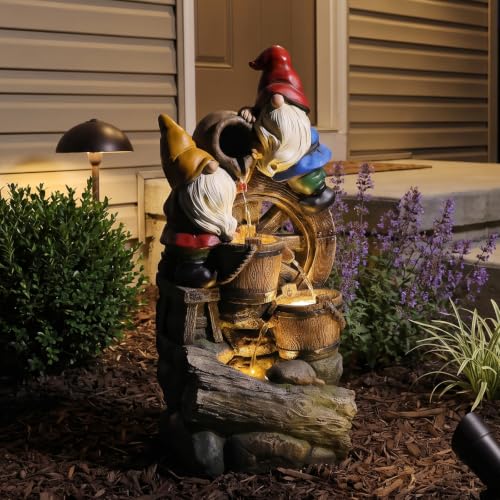27H Gnome Outdoor Water Fountain with 3