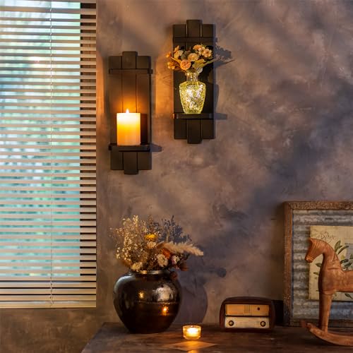 Black Wood Wall Candle Holder Set of 2 (2 Count)