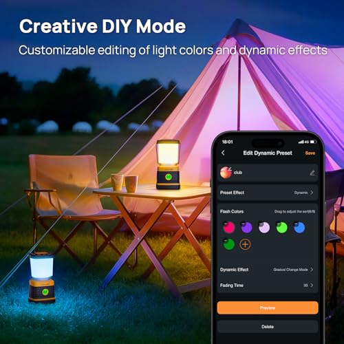 Smart RGBTW Battery Powered LED Lantern with APP Control