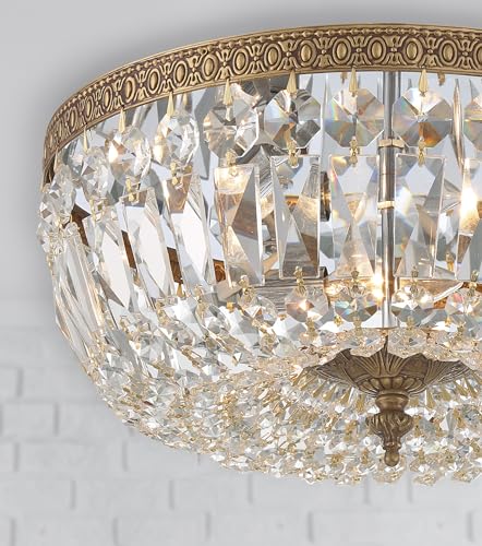 3 Light Spectra Crystal Olde Brass Flush Mount
