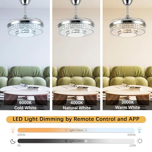 42" Retractable Ceiling Fans with Lights