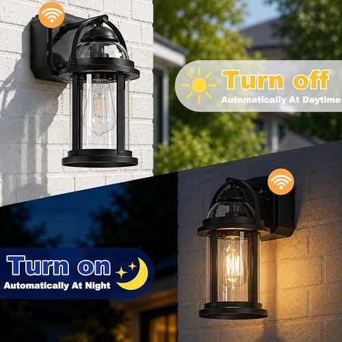 Dusk to Dawn Outdoor Wall Lights with GFCI Outlet