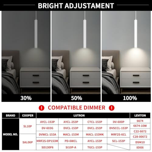 Modern Pendant Lights 4000K White LED Dimmable Pendant Light Fixtures Pendant Lighting for Kitchen Island (3 Count)