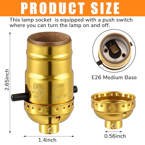 4 Pack UL Listed E26 Lamp Socket Replacement (4 Count)