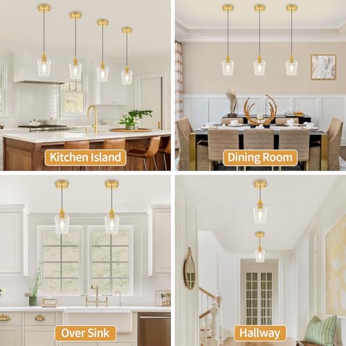 2 Pack Brushed Gold Pendant Lights Over Island Kitchen Light Fixtures (2 Count)