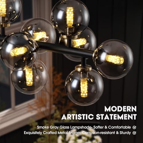 Black Mid Century Modern Sputnik Chandeliers for Dining Room Light Fixture