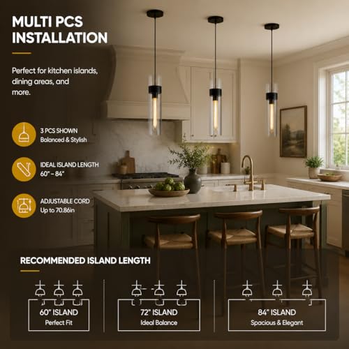 Modern Glass Black Pendant Lights Kitchen Island