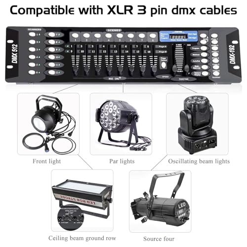 DMX Controller for dj Lights Dmx512 Light Controllers 192 Channel DMX Board with Cables 2m