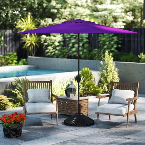 9FT Lyon Outdoor Patio Umbrella Outdoor Table Umbrella with Crank Market Umbrella 8 Sturdy Ribs UV Protection Waterproof and Push Button Tilt for Garden Deck Backyard