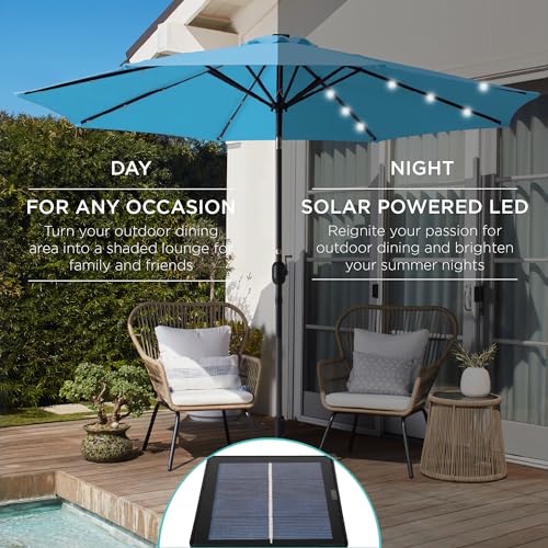 10ft Solar Polyester LED Lighted Patio Umbrella w (10 Foot)