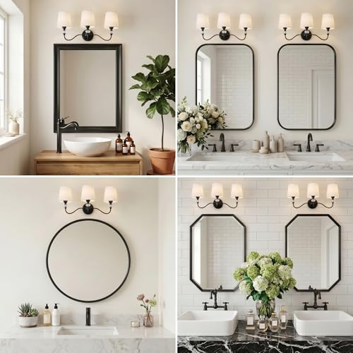 3 Light Bathroom Vanity Light Fixtures Over Mirror