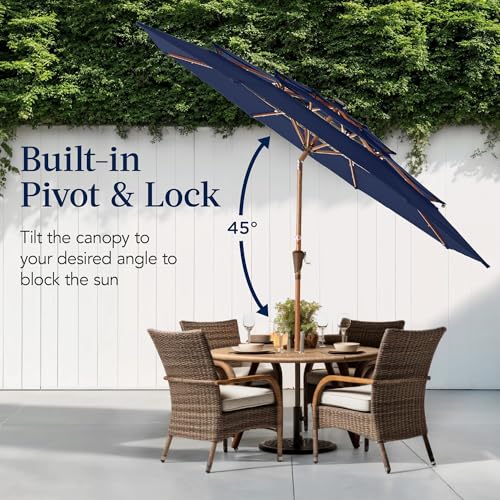 10ft 3 Tier Solar Patio Market Umbrella