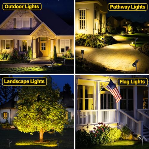 Solar Spot Lights Outdoor Spotlight 18 LED Waterproof Landscape Spotlight for Garden Lawn Backyard Patio Porch Wall Deck Garage (2 Count)