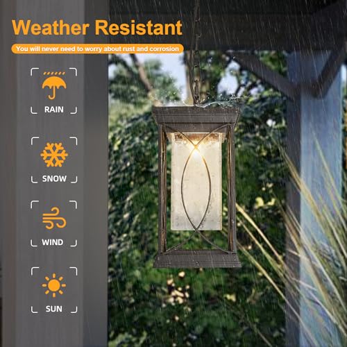 Motion Outdoor Pendant Light Fixtures Dusk to Dawn Exterior Ceiling Hanging Lantern for Porch