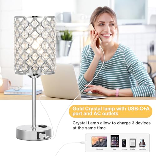 Sliver Crystal Table Lamp with Touch Control