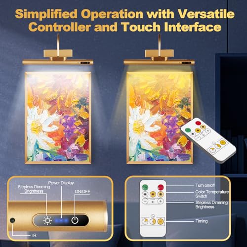 Dimmable Cordless Picture Light with Controller and Timer