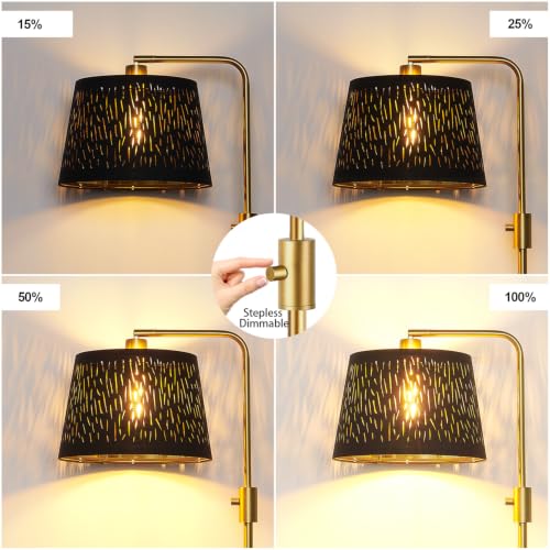Upgraded】 Dimmable Gold Floor Lamp