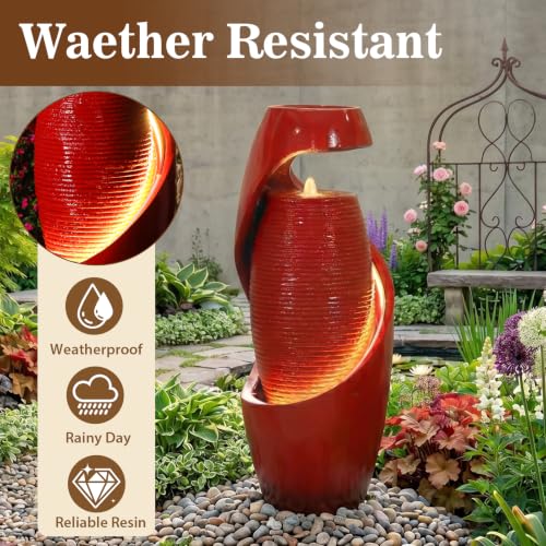 30H Vase Outdoor Water Fountain with Smoothing Flow