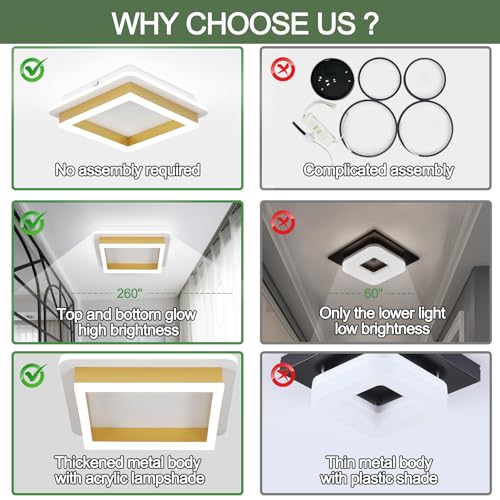 2 Packs 32W Square Flush Mount Ceiling Light