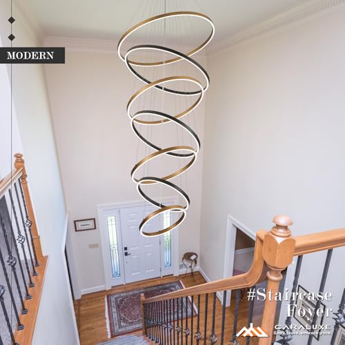 7 Ring LED Chandelier Black Gold Chandeliers Large Dimmable