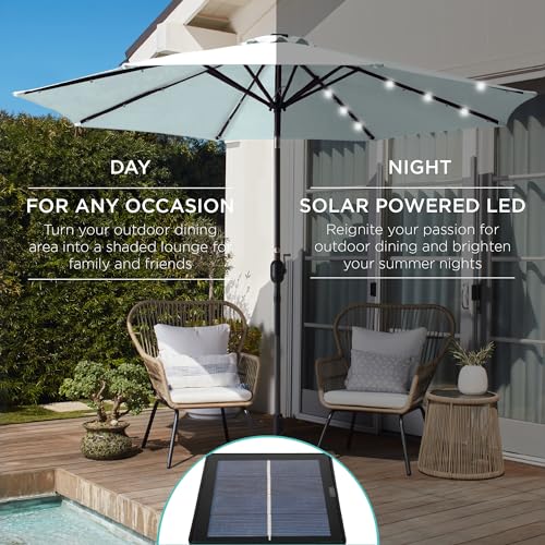 10ft Solar Polyester LED Lighted Patio Umbrella w