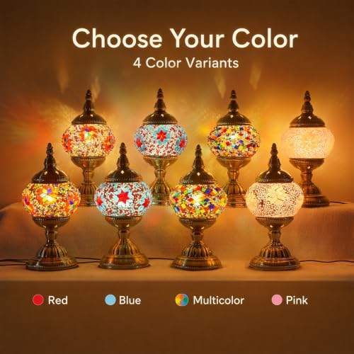 Turkish Lamp with Mosaic Kit for DIY Adults Crafts Set (Deep Blue)