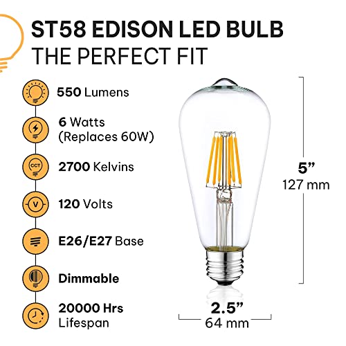 Vintage LED Edison Light Bulbs (6 Count)