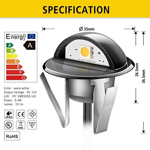 20pcs LED Step Lights Low Voltage IP65 Waterproof Recessed LED Deck Lighting (20 Count)
