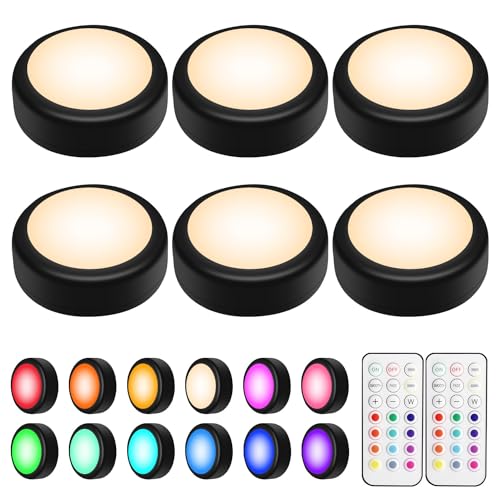 LED Puck Lights with Remote Control (6 Count)