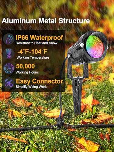 12W RGB Low Voltage Landscape Lighting Remote Control Color Changing Landscape Lights (14 Count)