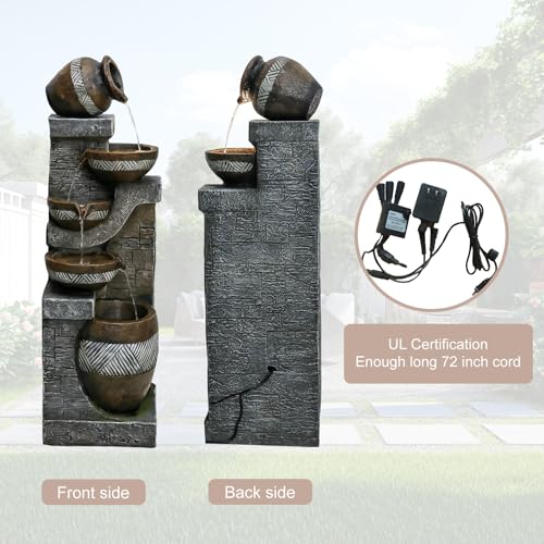 42.5" Tall Outdoor Water Fountain and Waterfalls
