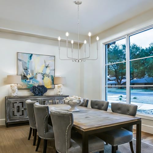 Modern Brushed Nickel Chandelier for Dining Room