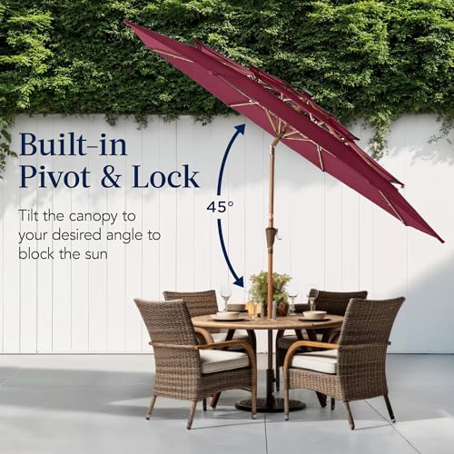 10ft 3 Tier Solar Patio Market Umbrella