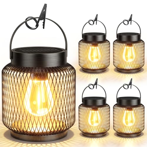 Metal Solar Lanterns Outdoor Waterproof (4 Count)