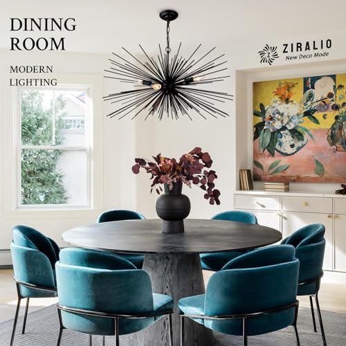 31in 4 Light Black Sputnik Chandelier Mid