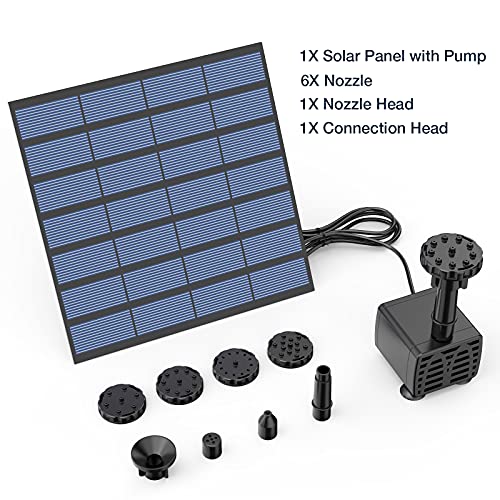 DIY Solar Water Pump Kit for Water Feature Outdoor with 6 Nozzles