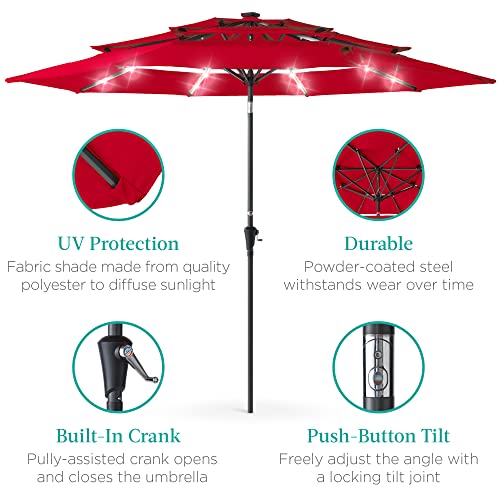 10ft 3 Tier Solar Patio Umbrella