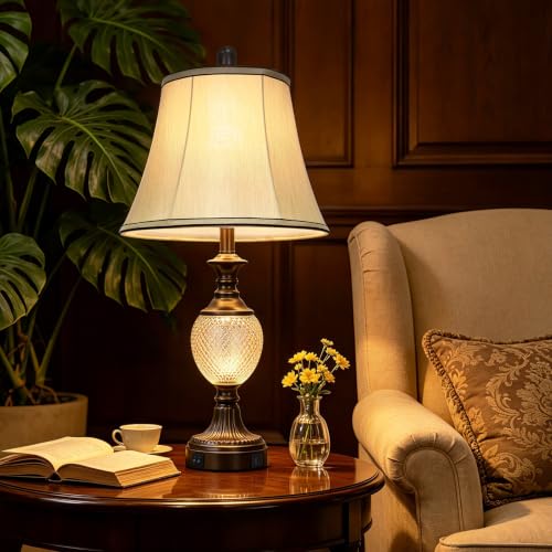 27.5'' Tall Vintage Bedside Table Lamps with USB Charging Ports (2 Count)
