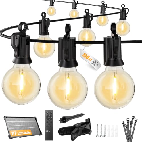 158FT 77LED Solar String Lights Outdoor with Remote & USB Port (158 Foot)