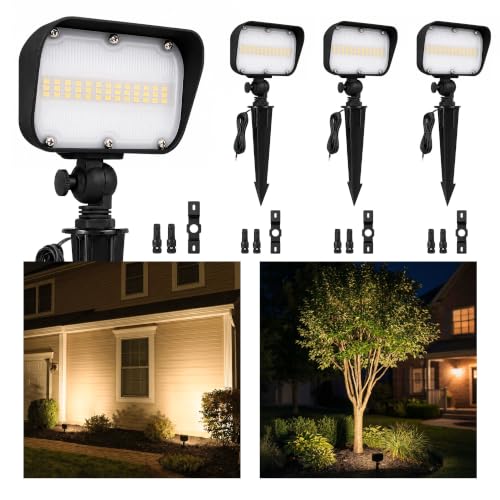 12V Landscape Flood Light (12W Warm White (3000K) / 4 Pack(Wiring Required))