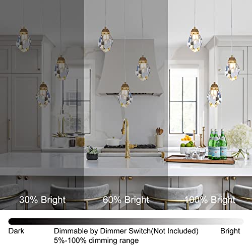 3 Lights Crystal Pendant Light Modern Cluster Chandelier