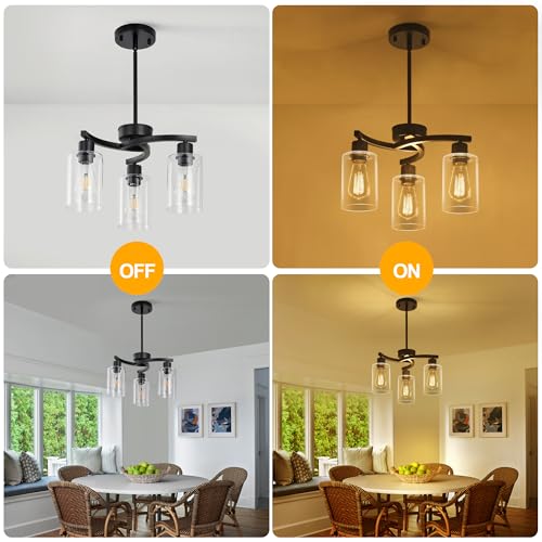 3 Light Modern Farmhouse Black Pendant Lights Kitchen Island (3 Count)