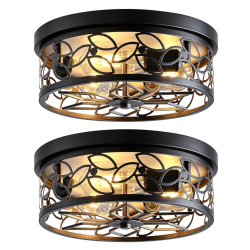 12.6" Gold Accent Flush Mount Ceiling Light (Black)