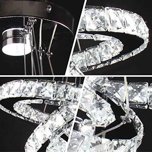 3 Ring Crystal Chandelier Adjustable 3CCT LED Pendant
