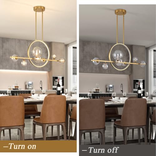 Modern 7 Light Gold Kitchen Island Light for Dining Room