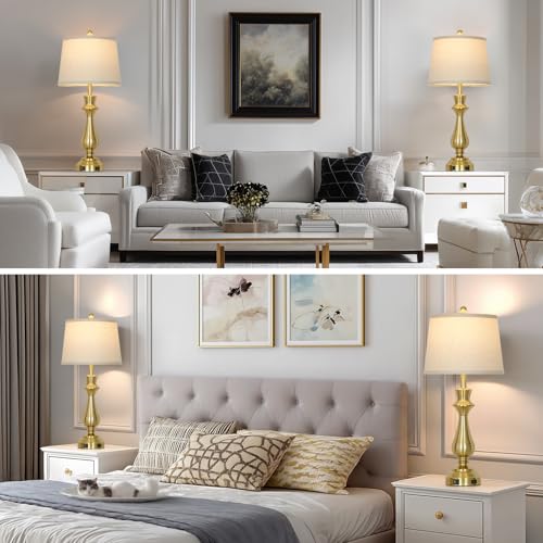 Modern Gold Table Lamps Set of 2 for Living Room