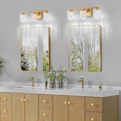3 Light Gold Vanity Light with 3 Color Modes